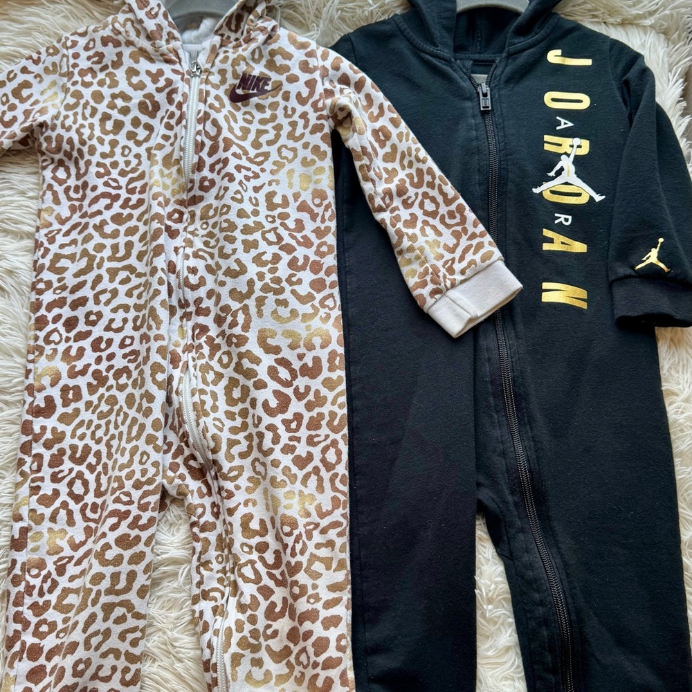Jordan and Nike One Piece - Set of Two - Black and Leopard - 2T